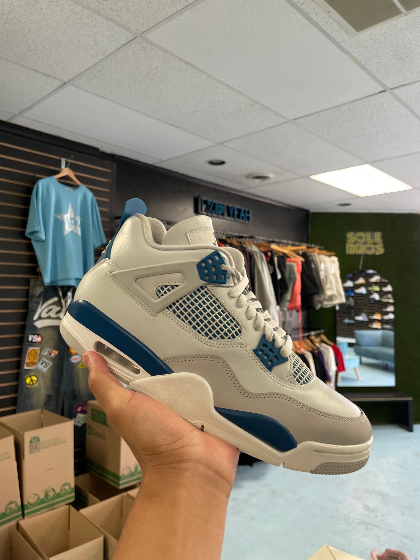Size10.5 Jordan 4 Military Blue Worn1X/W Rep Box