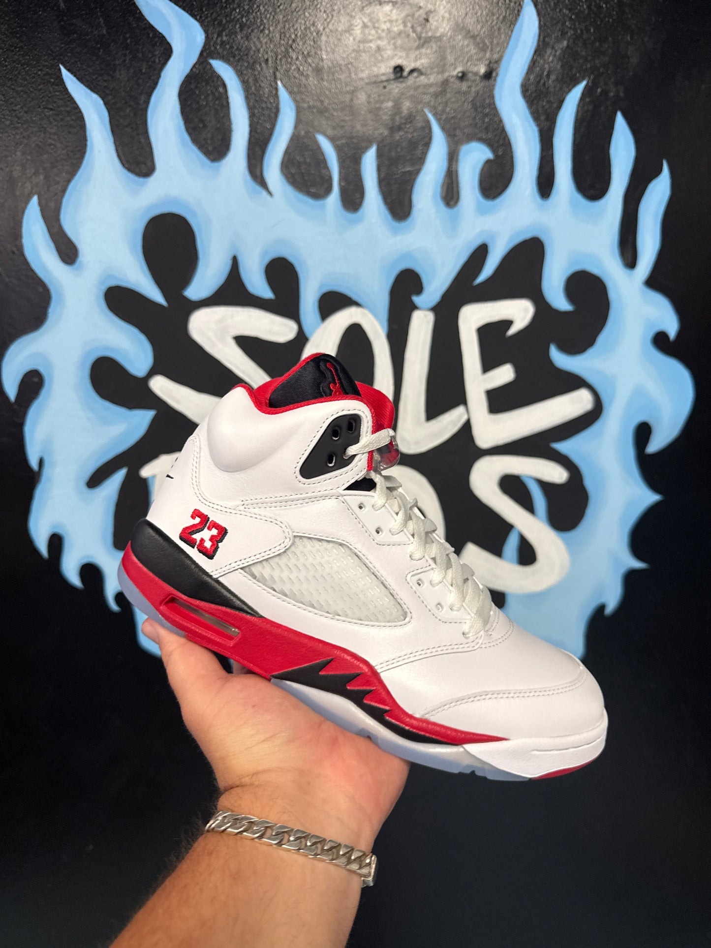 Size8 Jordan 5 Fire Red Black Tongue DS Og All