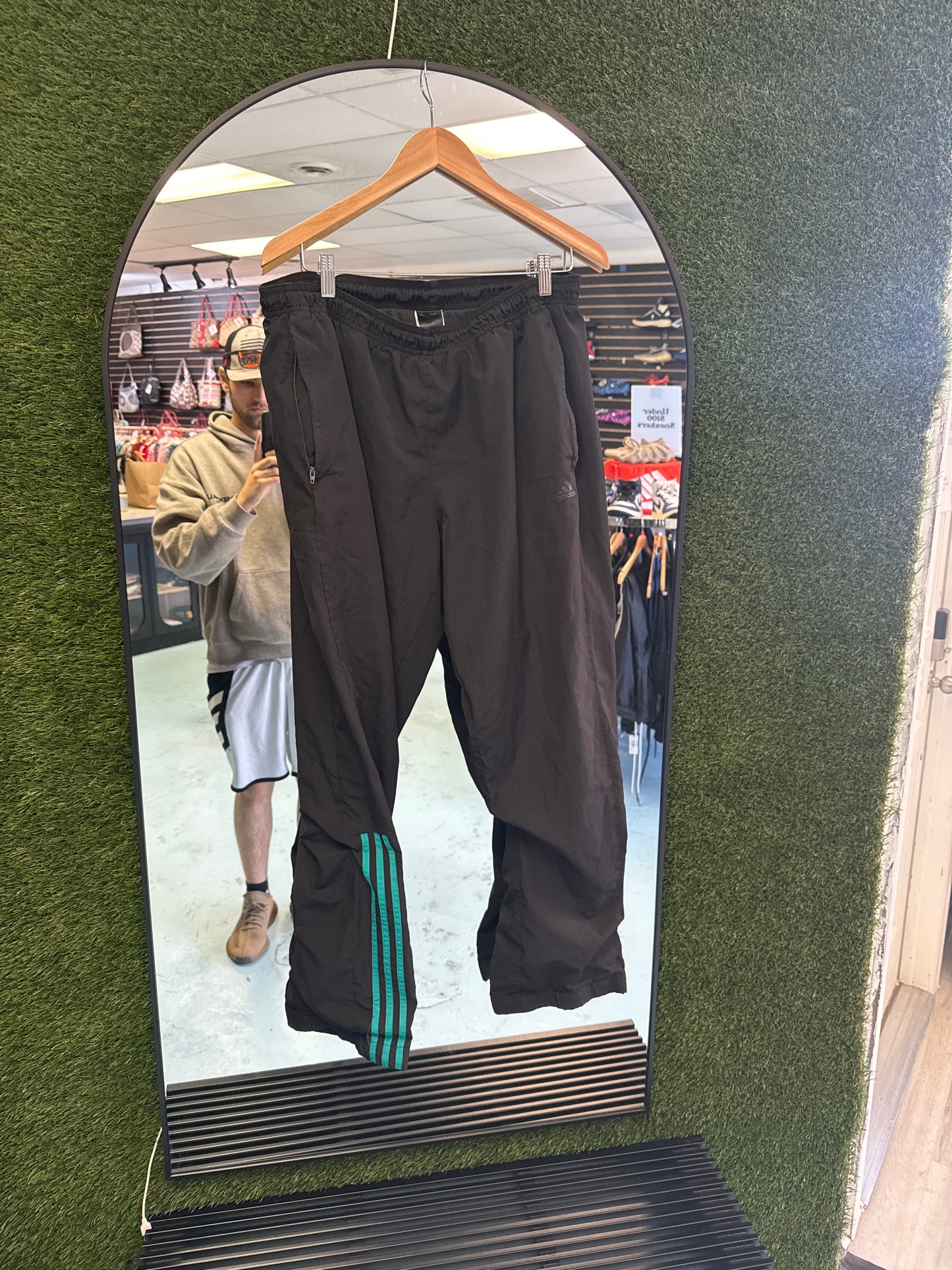 Size Medium Black/Teal Adidas Pants Pre-Owned