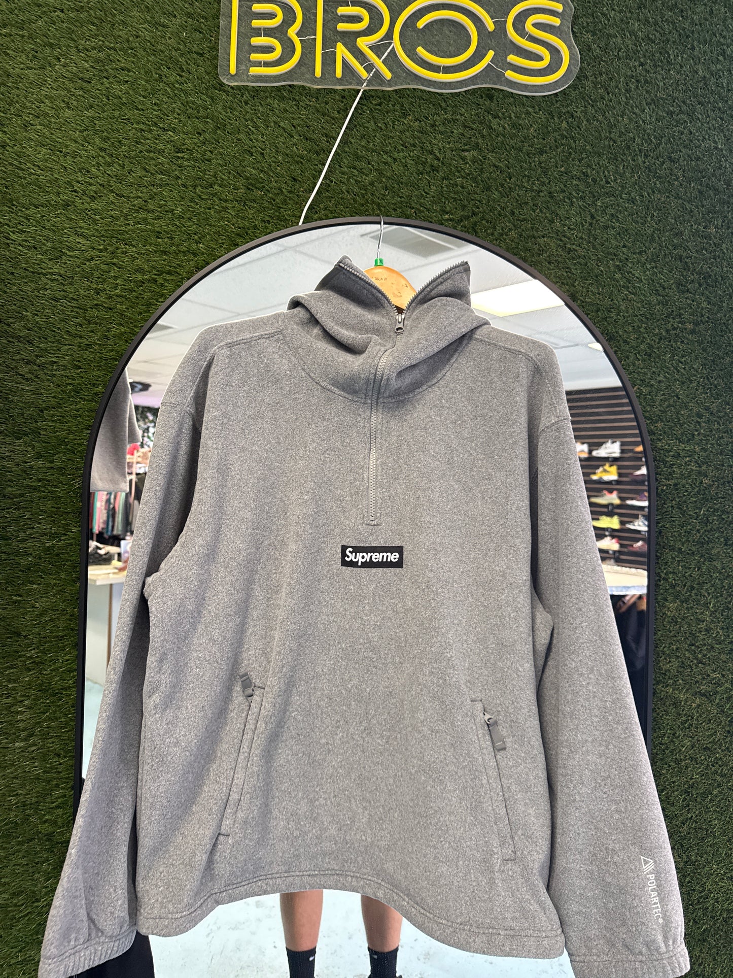 Size XL Supreme Polar Fleece Grey Hoodie