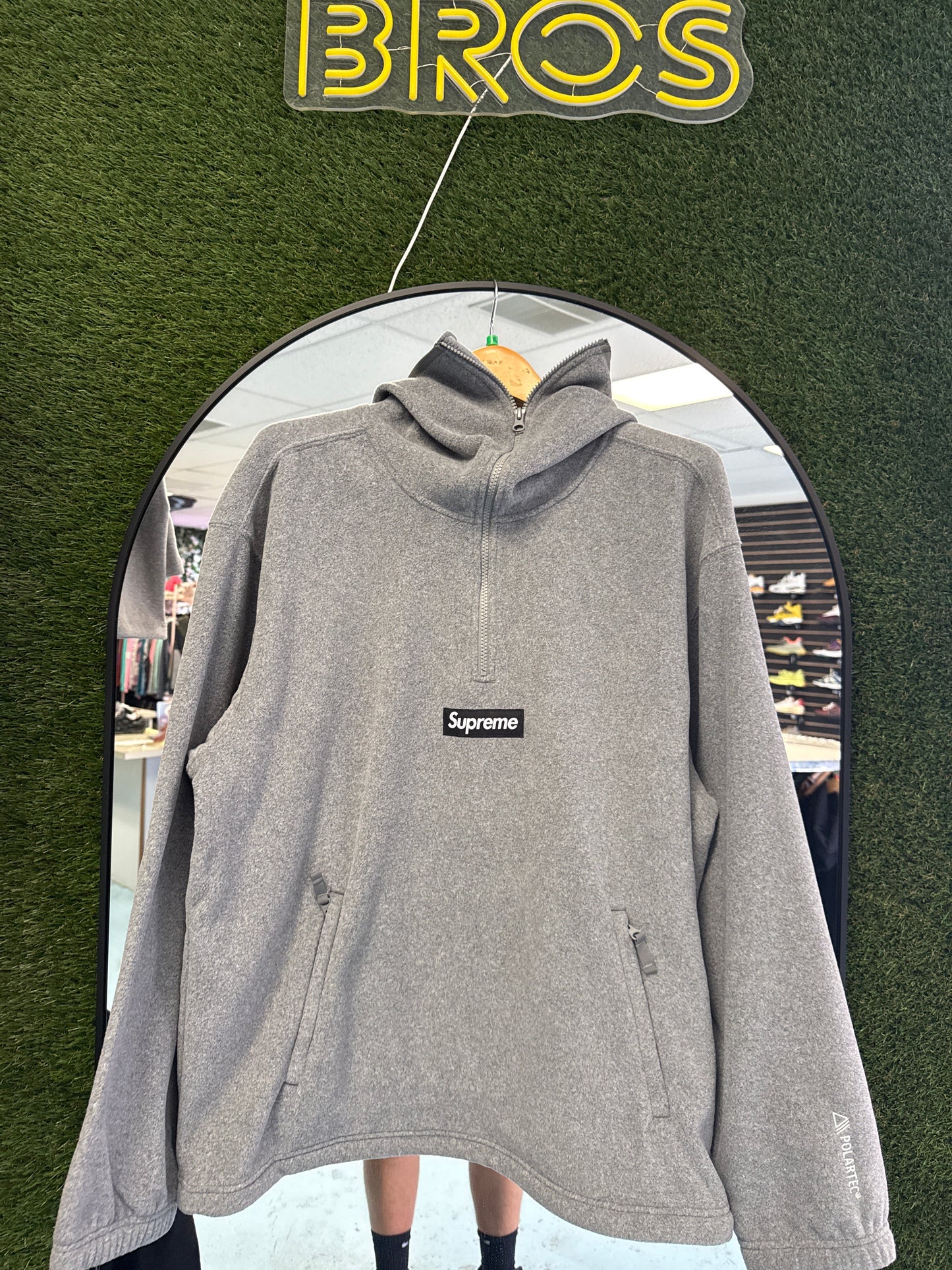 Supreme Polar Fleece Grey Hoodie