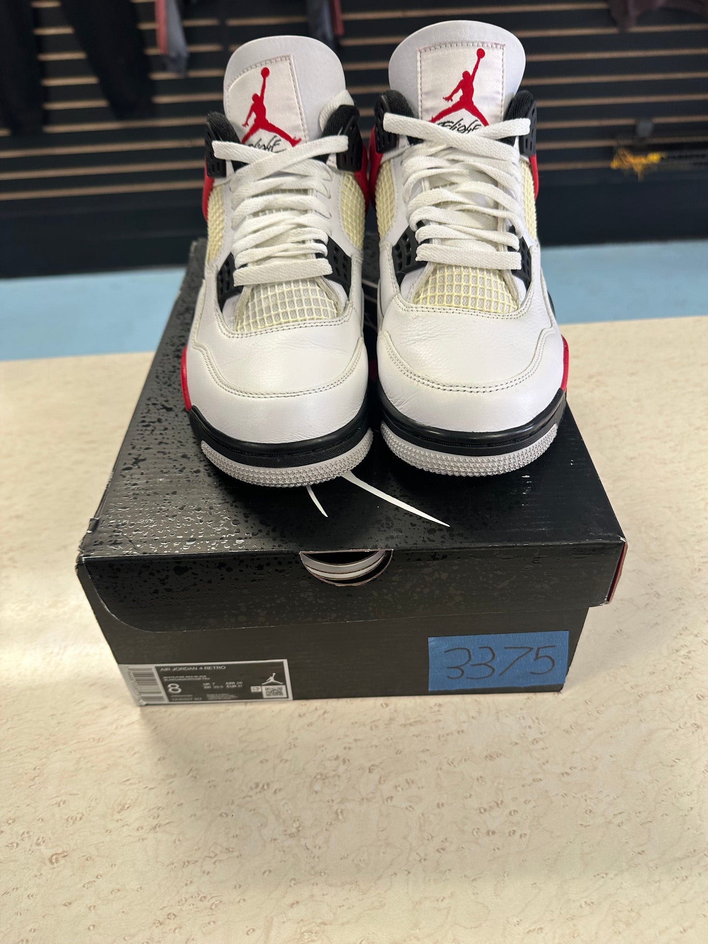 Size8 Jordan 4 Red Cement Pre Owned With Box