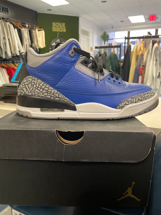 Size10 Jordan 3 Varsity Blue Pre Owned/W Rep Box