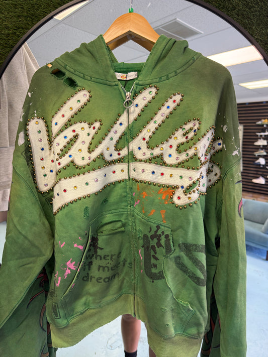 Vale Studded Green Hoodie