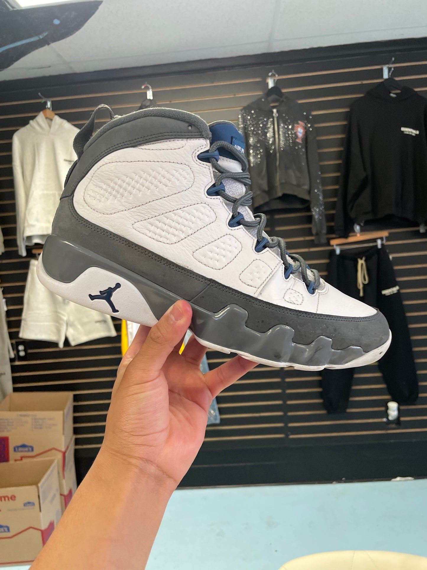 Size10 Jordan 9 Flint Grey French Blue Pre Owned/W Box