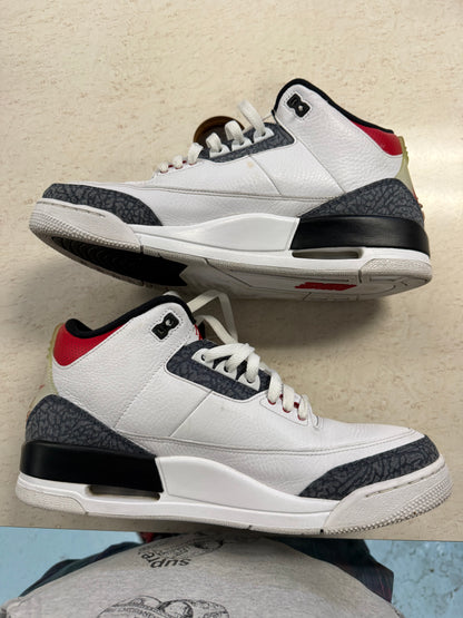 Size12 Jordan 3 Fire Red Denim Pre Owned Og All