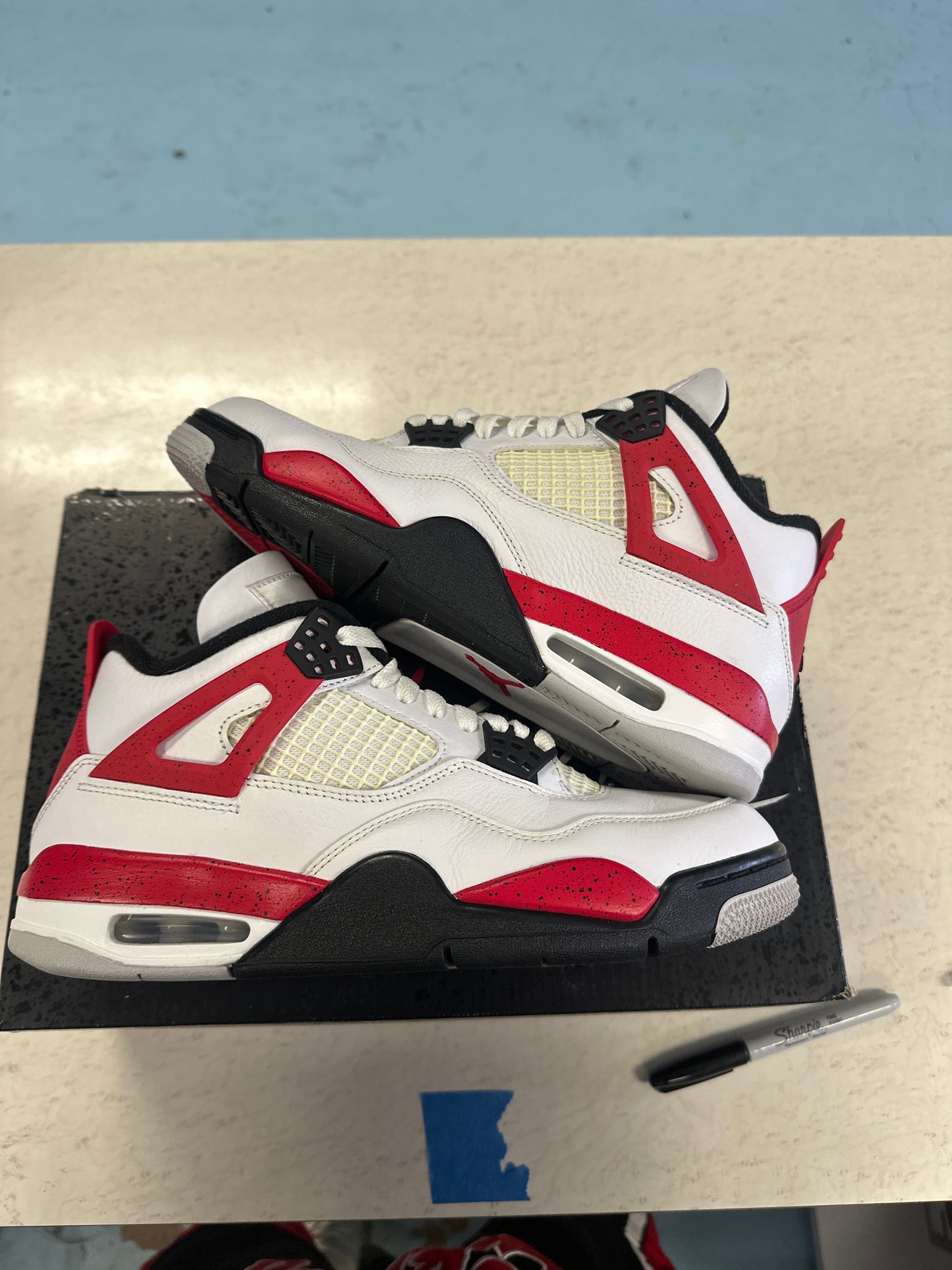 Size8 Jordan 4 Red Cement Pre Owned With Box