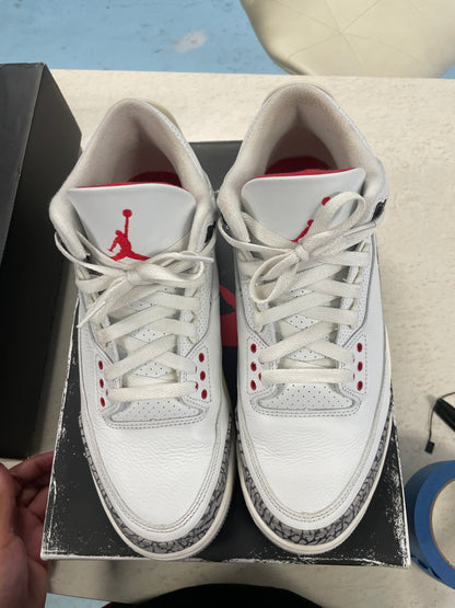 Size9 Jordan 3 White Cement Pre Owned/W Box