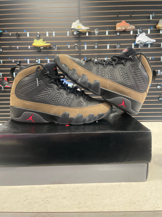 Size11 Jordan 9 Olive Pre Owned/W Box