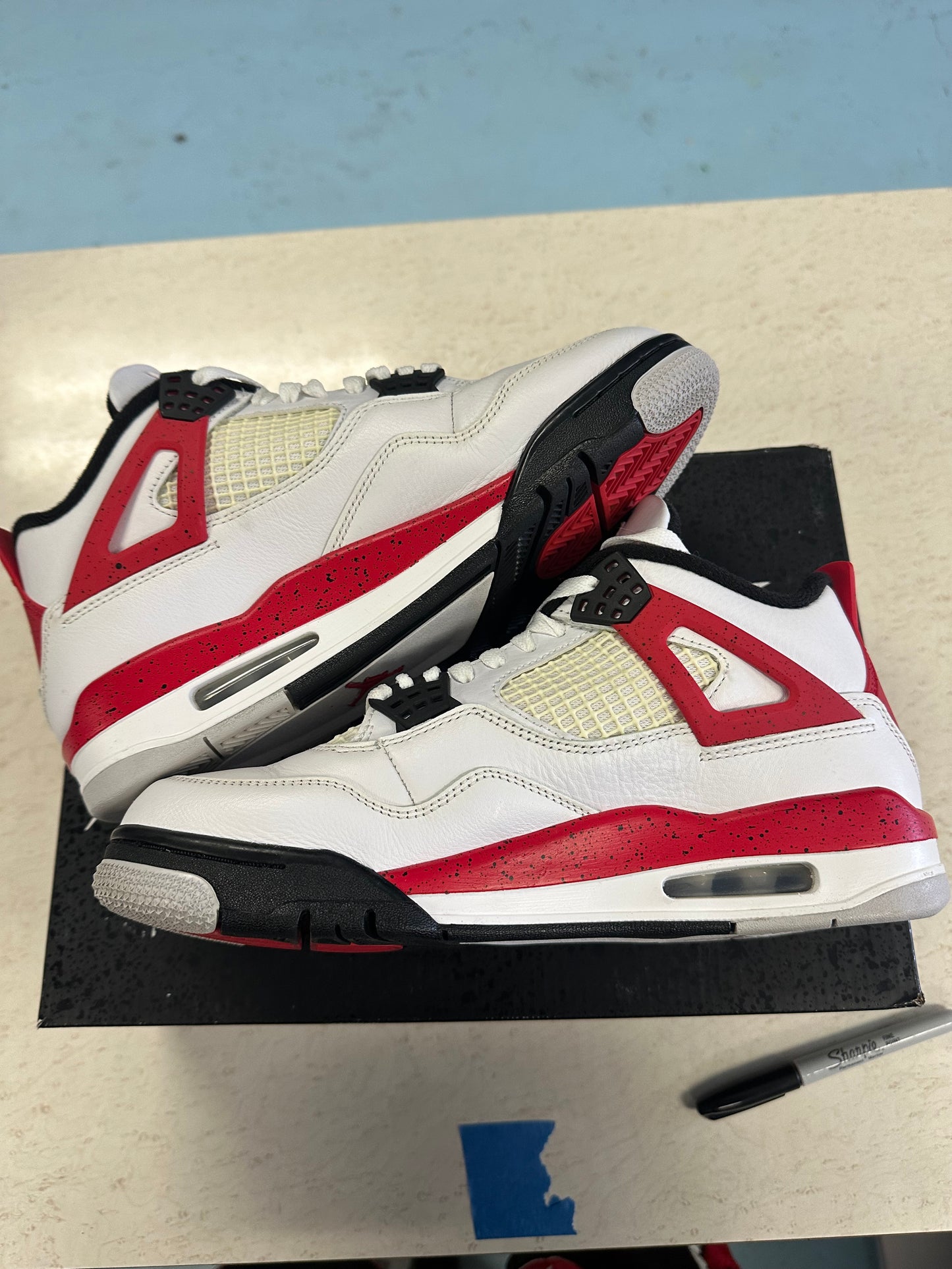 Size8 Jordan 4 Red Cement Pre Owned With Box