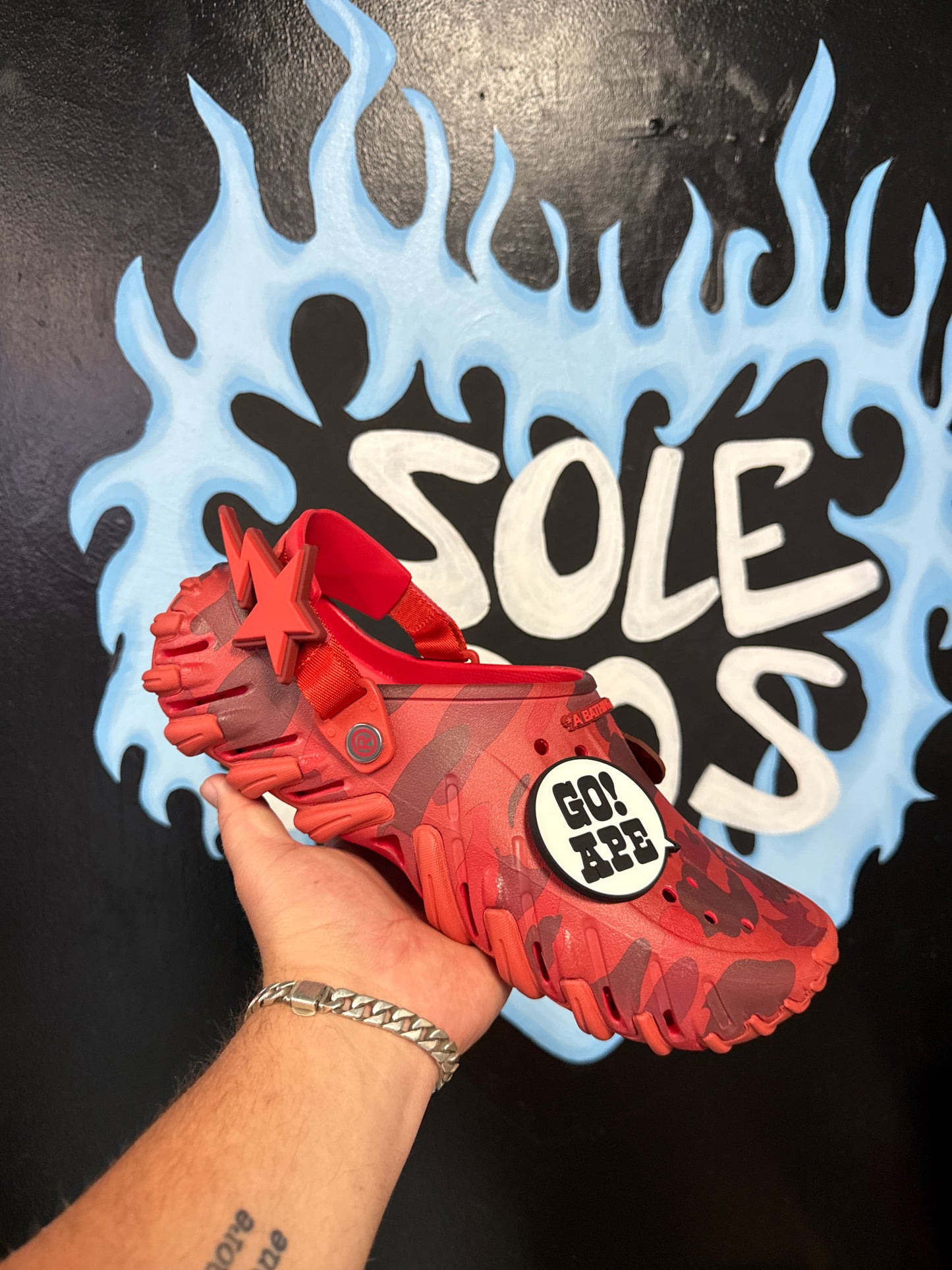 Size13 Bape Ecco Crocs New Red Camo DS Og All