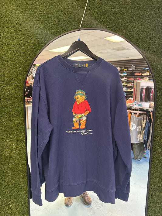 Size 2XL Polo Ralph Lauren Navy Blue Crewneck Sweatshirt Pre-Owned