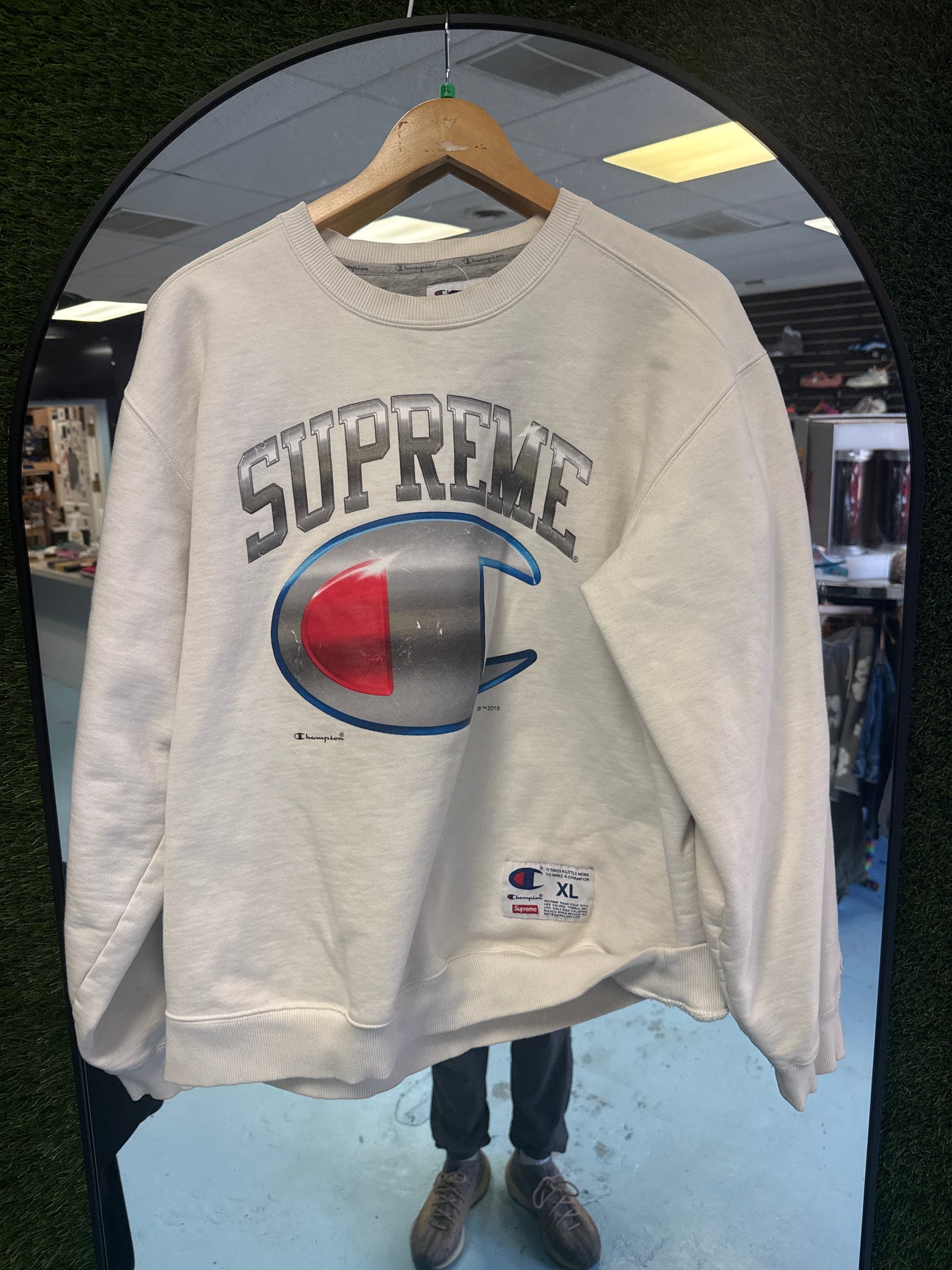 Size XL White Supreme Champion Chrome Crewneck Pre-Owned