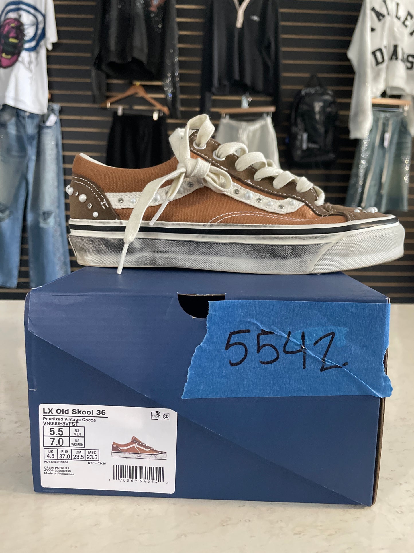 Size5.5 Vans Old School Pearlized Brown Pre Owned/W Box